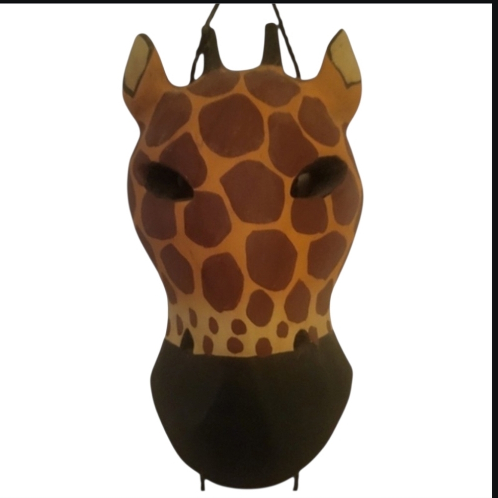 Hand-carved Wooden African Animal Masks Wall Hanging Art Giraffe Zebra Elephant - Picture 7 of 13
